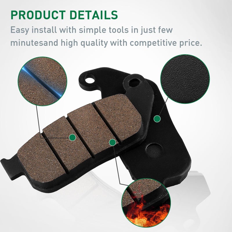 Cyleto Front and Rear Brake Pads for HARLEY DAVIDSON Sportster 1200 XL1200C Custom 2004-2013 /Sportster 883 SuperLow Custom/ XL1200L Sportster Low 2007 2008 2009 2010 2011 - Image 5